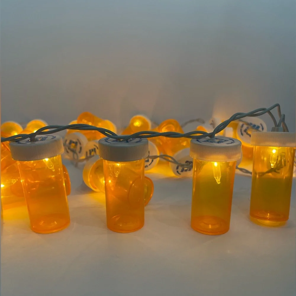 Pill bottle light strand, healthcare graduation Christmas party light strand